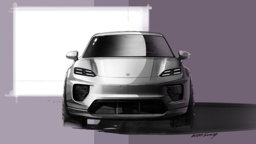 Porsche Macan EV previewed in official sketches, days ahead of its reveal