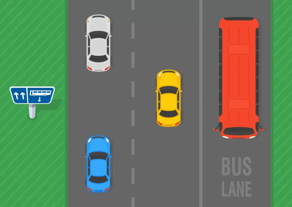 Where would you see a contraflow bus lane? 