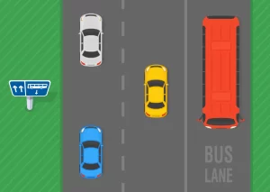 Where would you see a contraflow bus lane? 