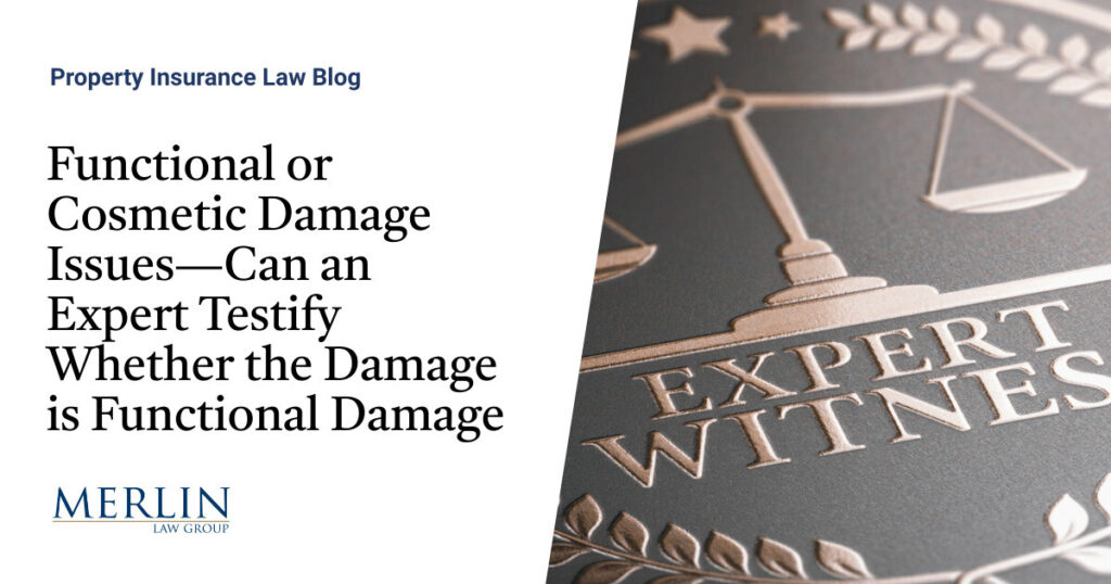 Functional or Cosmetic Damage Issues—Can an Expert Testify Whether the Damage is Functional Damage?