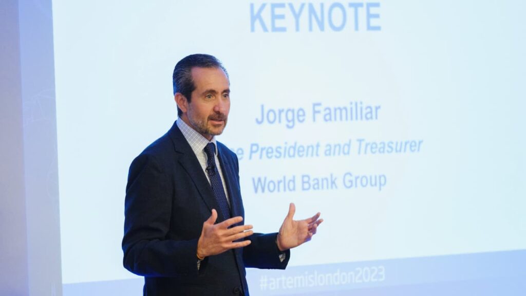 Video from Artemis London 2023. Keynote speech: Jorge Familiar, World Bank Treasurer