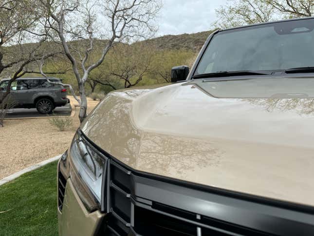 Close-up view of the hood of a 2024 Lexus GX 550