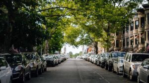 how to parallel park - street lined with cars parallel parked