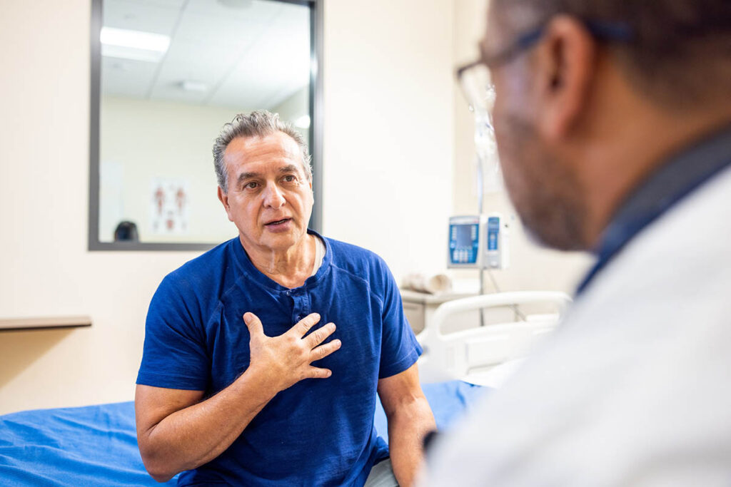 A senior man at his examination at the doctor's office