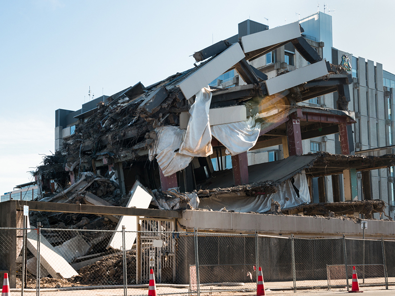 Building demolished by an earthquake, Christchurch, New Zealand