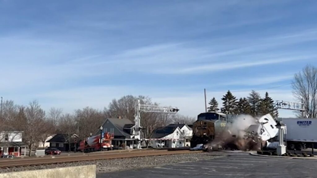 Watch A Freight Train Destroy A Semi Truck That Ignored Closing Barriers