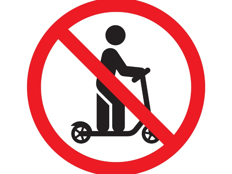 Sign prohibiting e-scooters