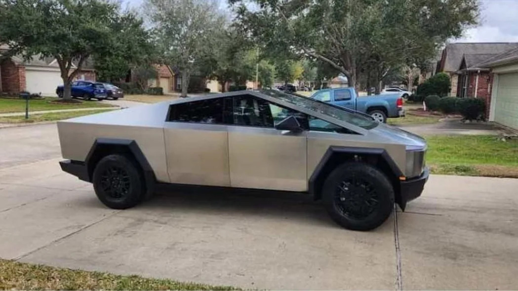 Donald Green's Cybertruck sits in his driveway