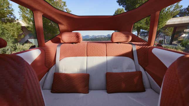 A photo of the interior of the BMW Vision Neue Klasse X concept car. 