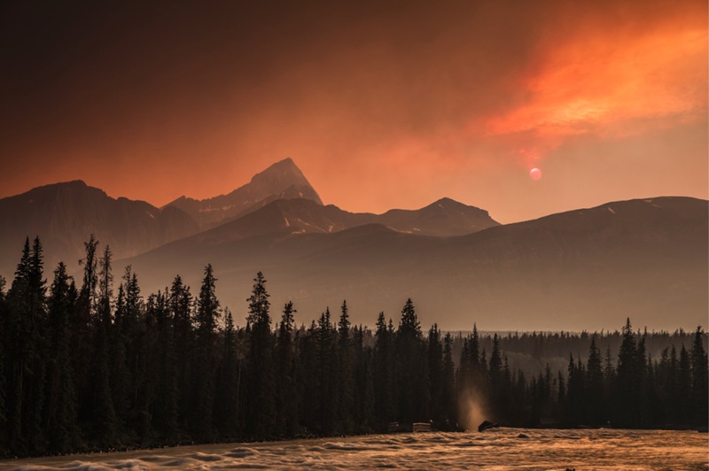 Wildfire near Banff National Park in Alberta