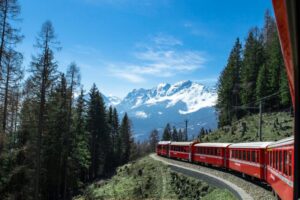 Slow Travel Train In Mountains