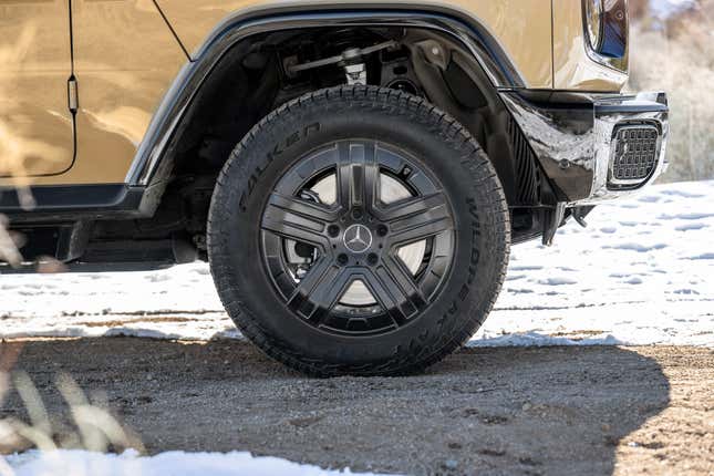 Front wheel of a 2025 Mercedes-Benz G580 EV