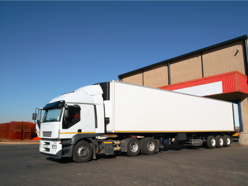 Semi-truck at a storage warehous
