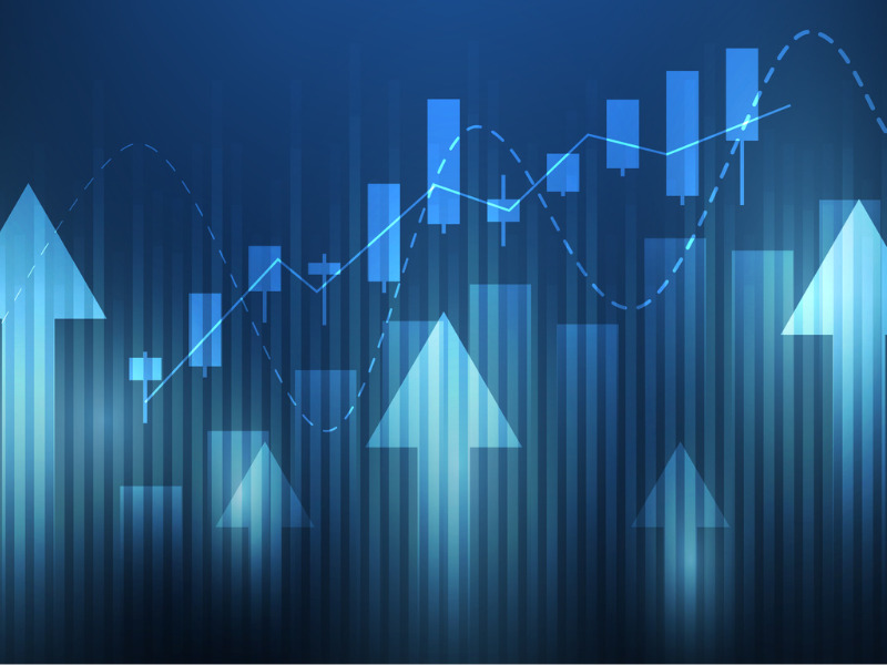 Financial business statistics with bar graph and charts