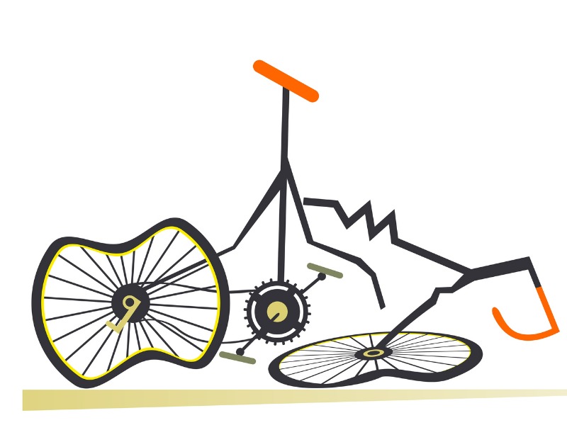 Destroyed bicycle illustration.