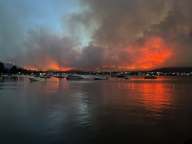 A fire burning across the lake in Osoyoos, B.C.