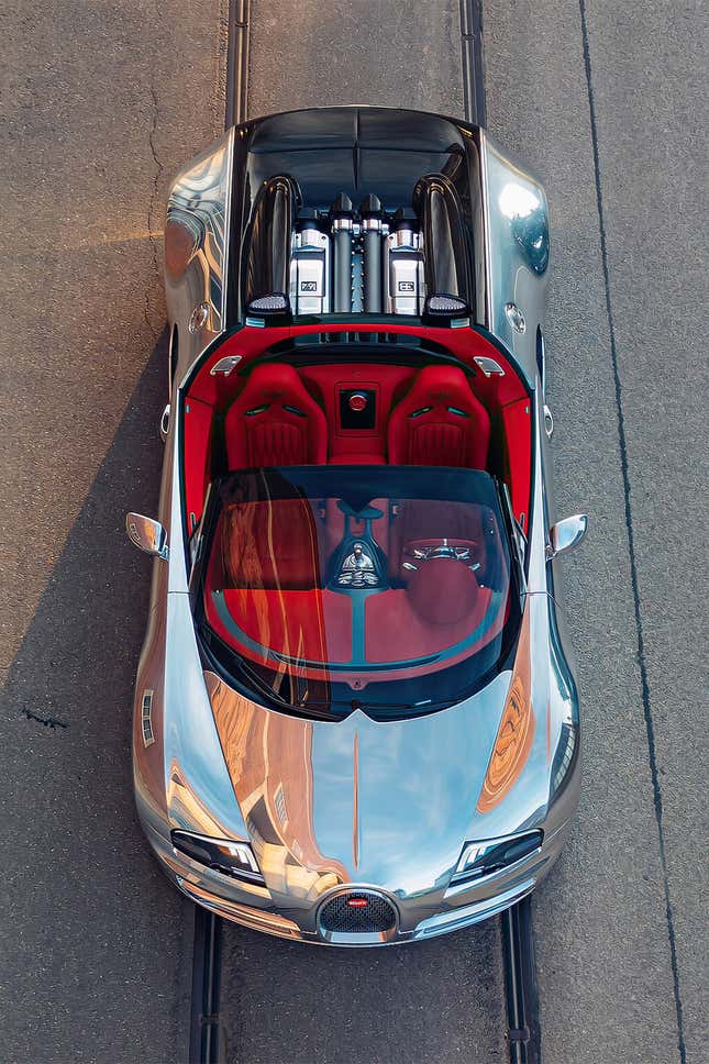 Top-down view of an aluminum Bugatti Veyron Grand Sport Vitesse