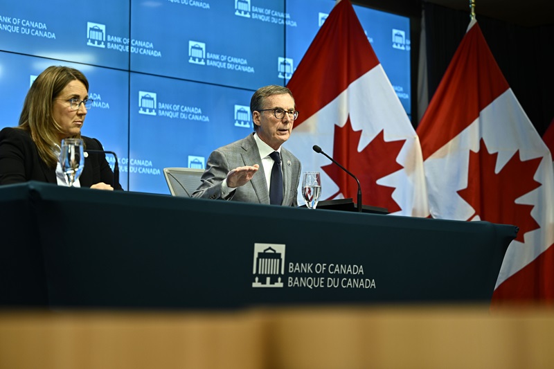 Bank of Canada governor and senior deputy governor at a news conference on June 5, 2024.