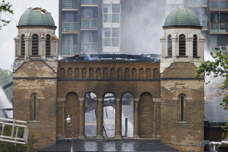 A fire at St. Anne's Anglican Church in Toronto.