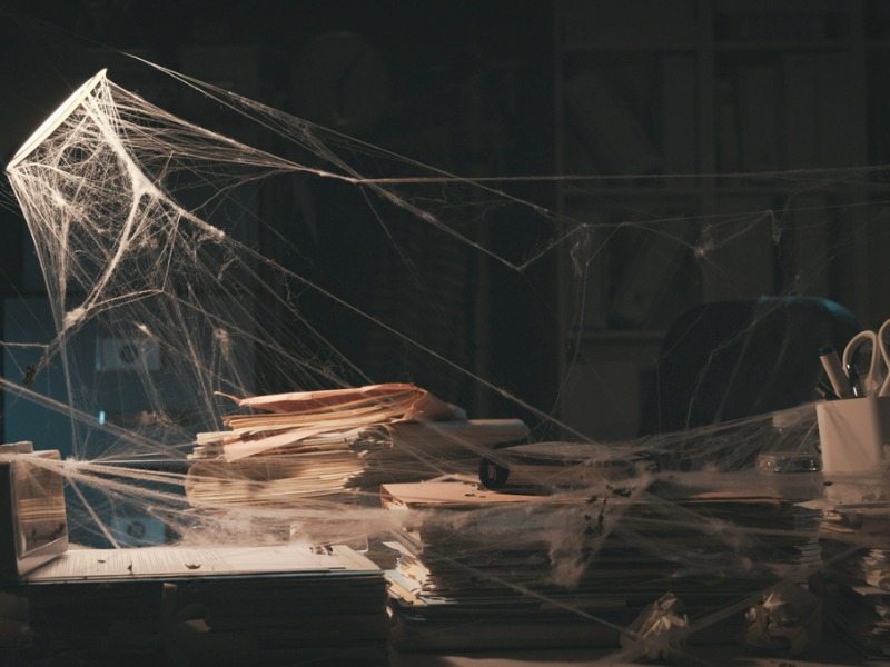 Cobweb covered office desk