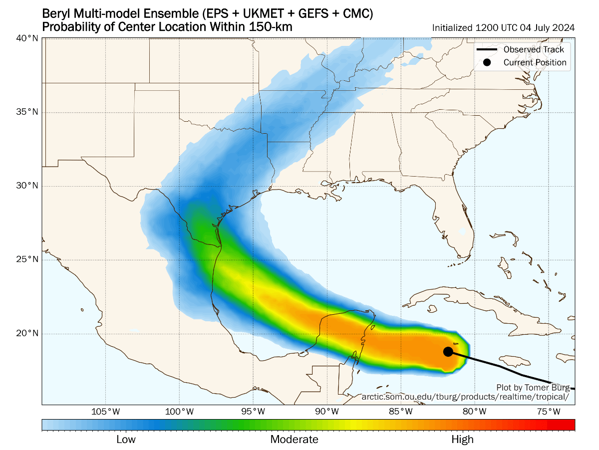 Hurricane Beryl Texas model runs