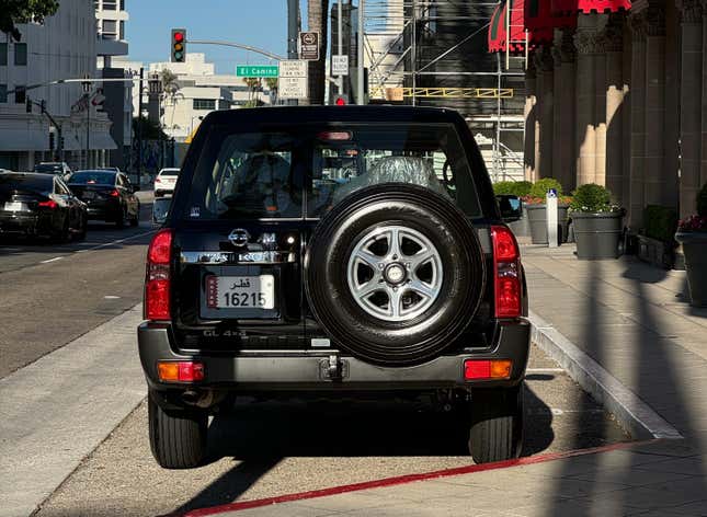 Rear end of a black Nissan Patrol