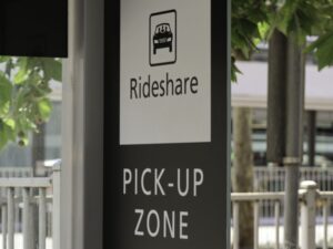Rideshare pick-up zone at airport