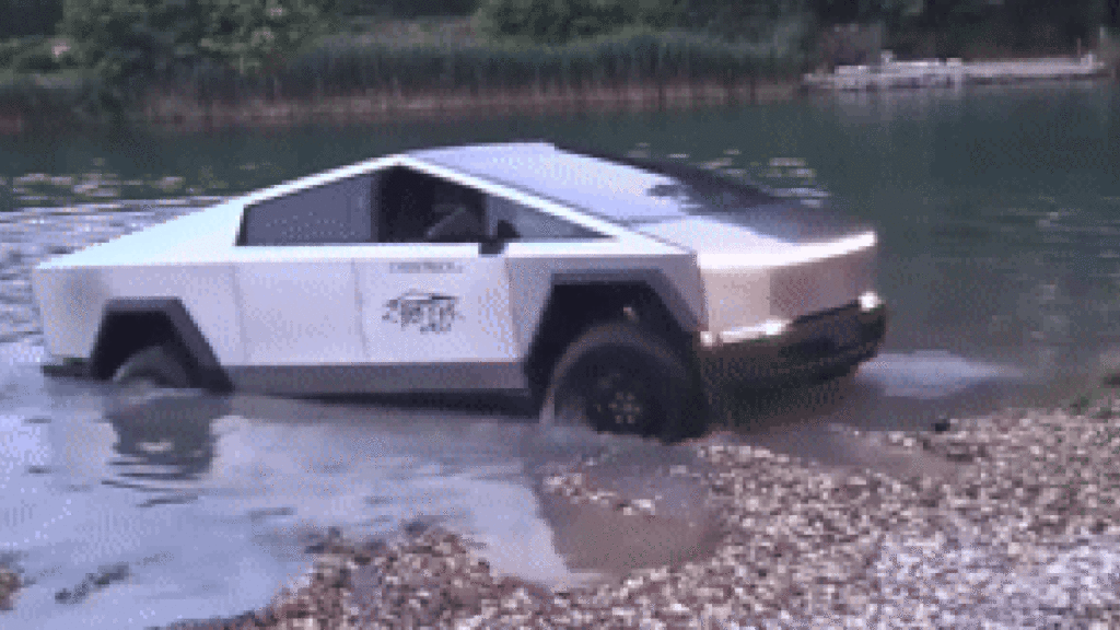 Cybertruck Serves Briefly As Sinking Boat While Stuck In Lake