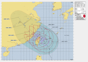 Typhoon Gaemi approaching Taiwan and forecast to intensify