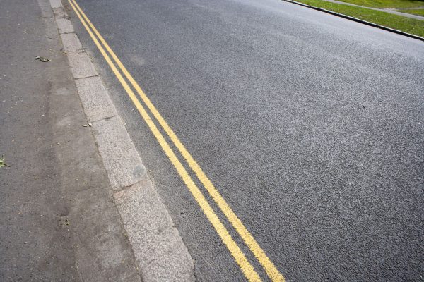 Double yellow lines on London street