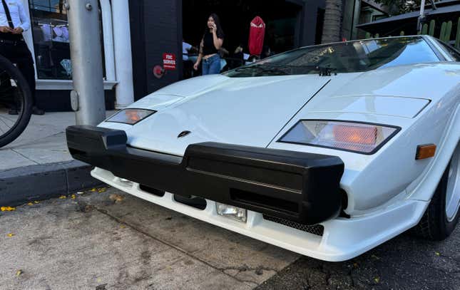 Front bumper of a white Lamborghini Countach