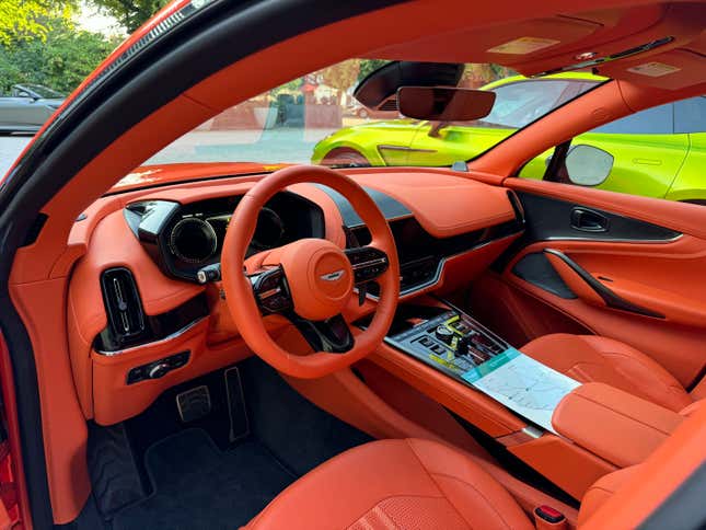 Orange interior of an Aston Martin DBX707