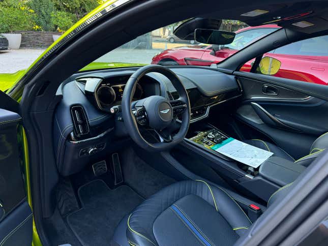 Navy blue interior of an Aston Martin DBX707