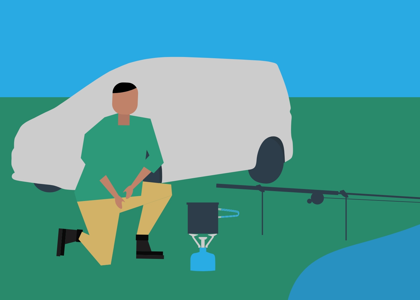 Illustration of person using a propane stove