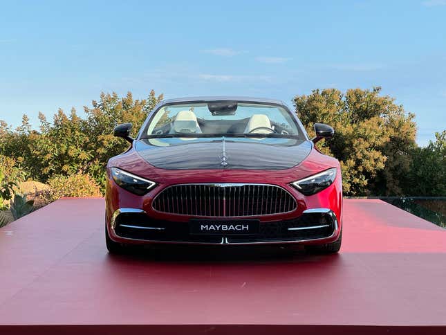 Front end of a red Mercedes-Maybach SL680 Monogram Series