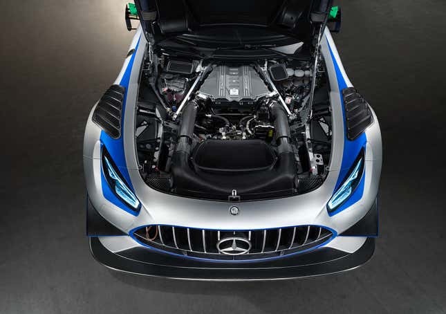 Engine bay of a Mercedes-AMG GT3 Edition 130Y Motorsport