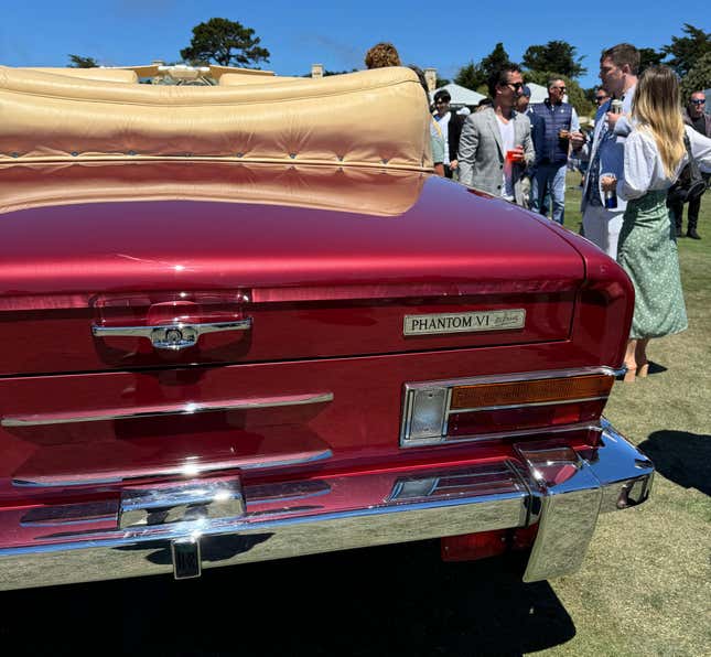 Rear end of the red 1971 Rolls-Royce Phantom VI Frua All-Weather Cabriolet