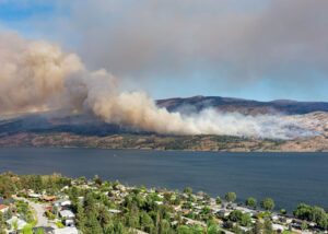 Smoke from a forest fire near Peachland, B.C.