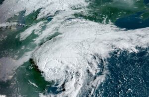 Environment and Climate Change Canada is warning about the impacts of heavy rainfall in eastern Canada over the next few days as the remnants of tropical storm Debby merge with an existing-low pressure system tracking eastward into Atlantic Canada from the Great Lakes. This satellite image provided by CSU/CIRA-NOAA shows tropical storm Debby over the U.S. East Coast on Thursday, Aug. 8, 2024 at 8:10 a.m. EDT. THE CANADIAN PRESS/HO-CSU/CIRA-NOAA