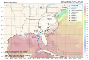 Hurricane Debby strengthens and heads for landfall in Florida