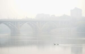 Forest fire smoke in Saskatoon