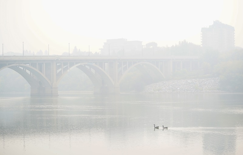 Forest fire smoke in Saskatoon