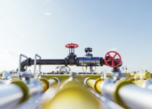 Gas tap with pipeline system at natural gas station. Industry