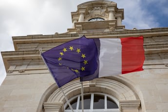 The European flag and the France flag.