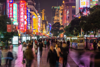 A busy street in China.