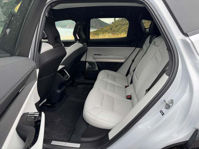 Rear seat of a grey Polestar 3