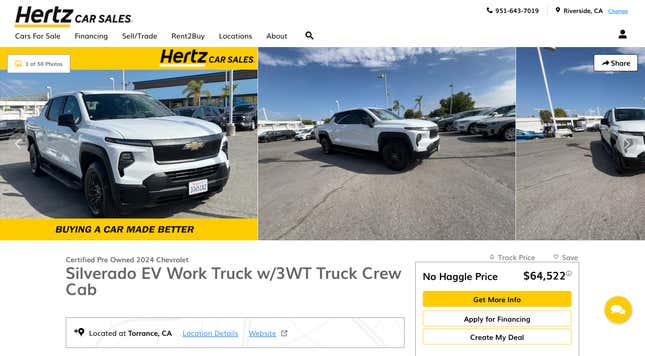 Image for article titled Hertz Is Already Selling Chevy Silverado EVs With Big Discounts