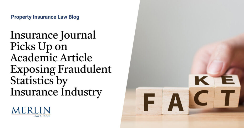 Insurance Journal Picks Up on Academic Article Exposing Fraudulent Statistics by Insurance Industry