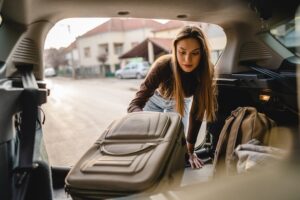 student packing car