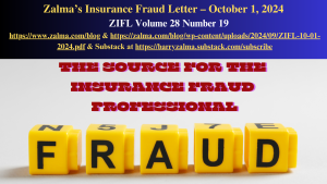 Zalma’s Insurance Fraud Letter – October 1, 2024